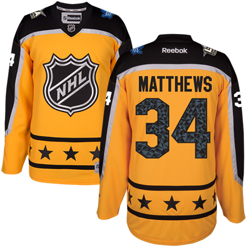 Maple Leafs #34 Auston Matthews Yellow All-Star Atlantic Division Stitched NHL Jersey